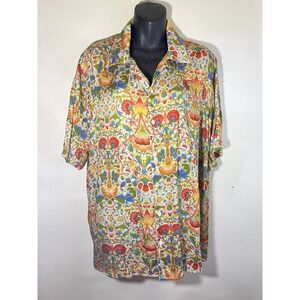 Cut Tag-men's XL-Perte D'ego Paisley Floral Short Sleeve Button Up Rare Vacay